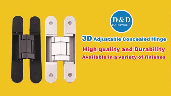 Mattschwarzes Zubehör für Gebäudetürbeschläge, 3D-verstellbares, robustes, verdecktes, unsichtbares Außentürscharnier aus Verbundwerkstoff, Zinklegierung, verstecktes Türscharnier